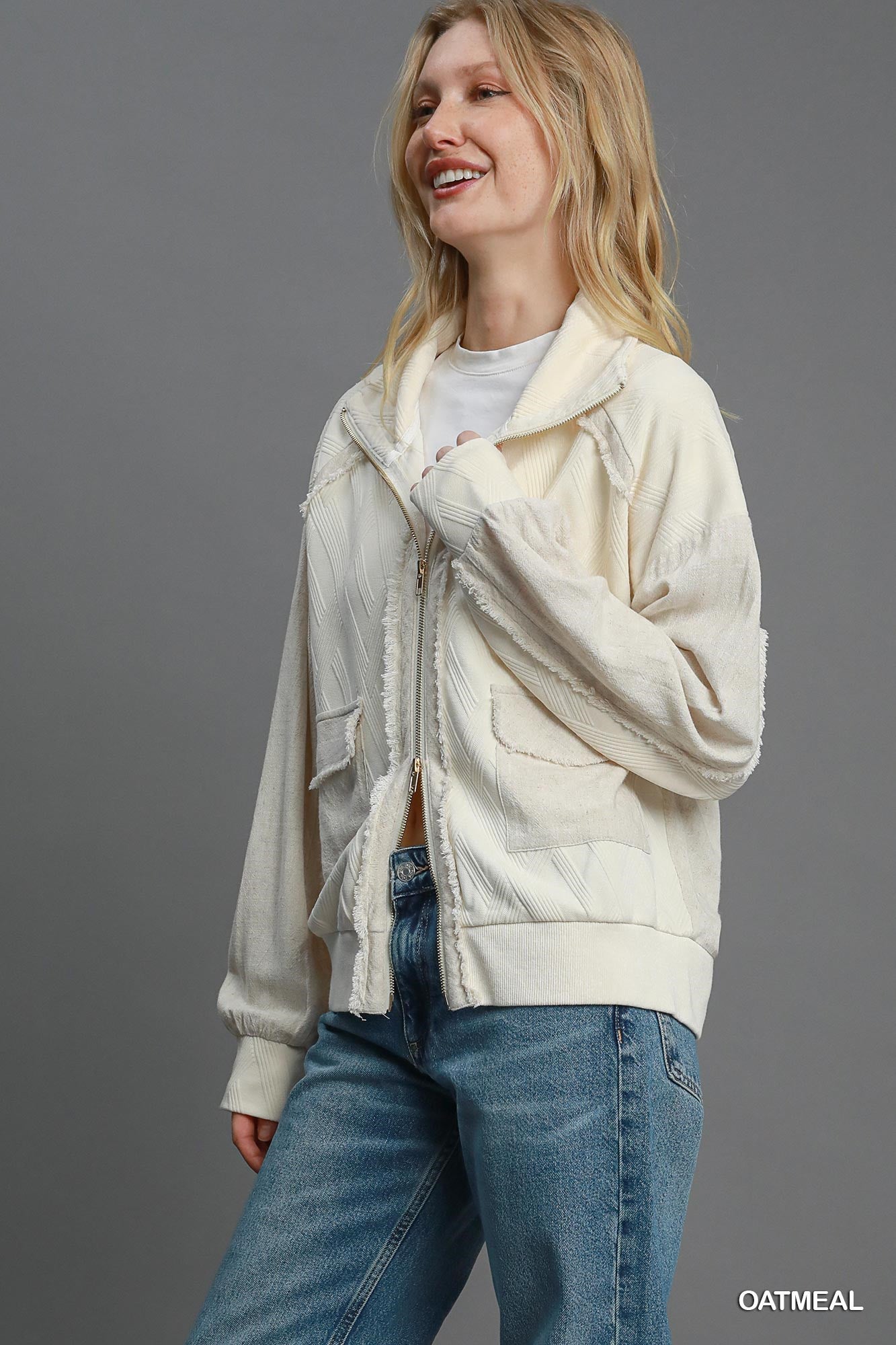 UMGEE Two-Way Jacquard Jacket Oatmeal