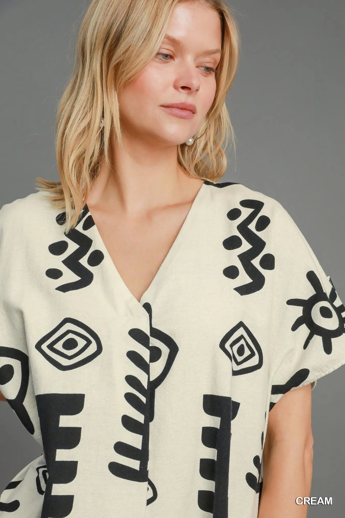 UMGEE Cream Two Tone Aztec Print Midi Dress * Market Special *