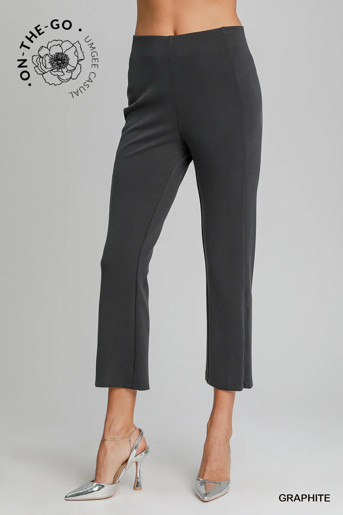 UMGEE Modal Blend High Rise Cropped Pants Graphite