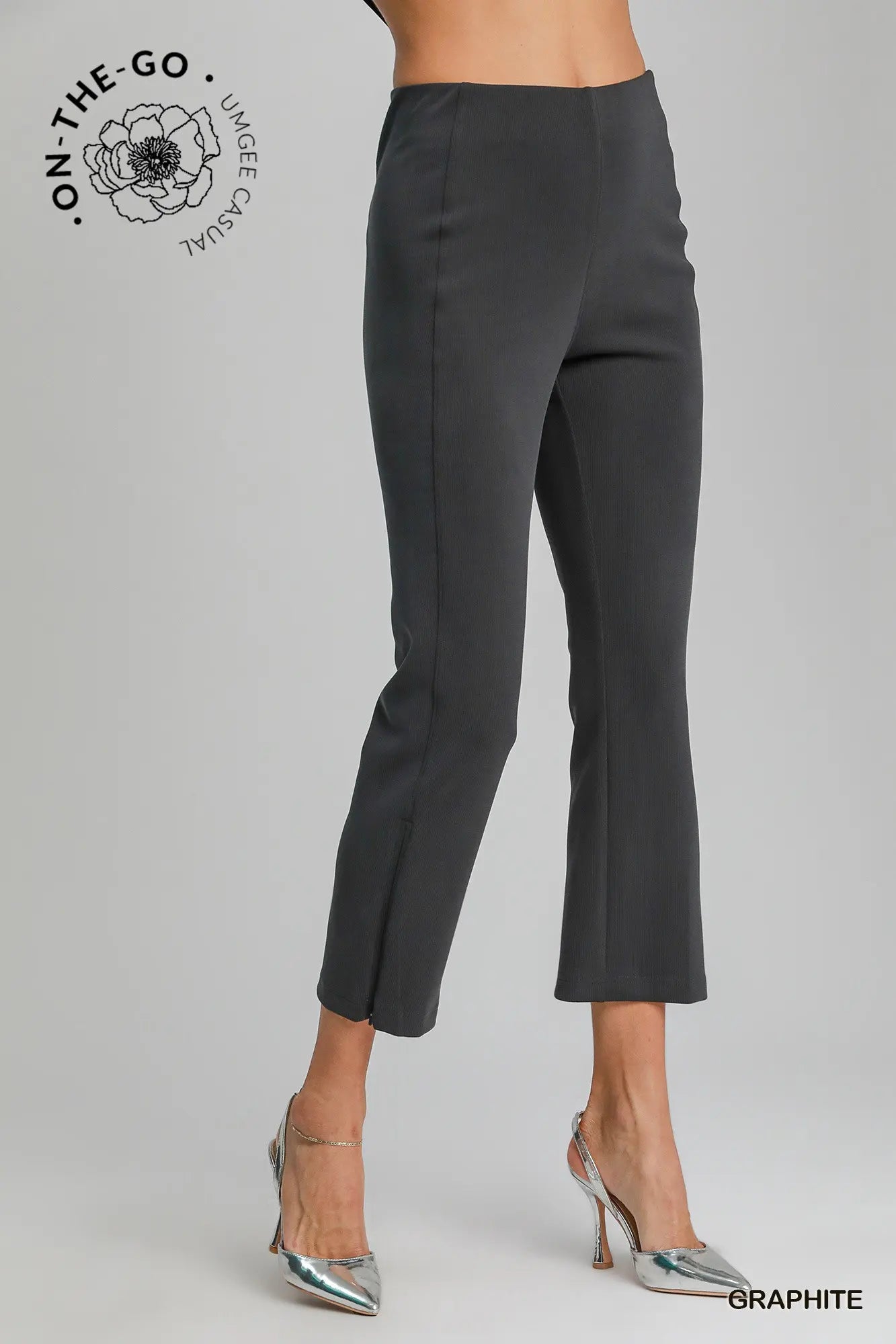 UMGEE Modal Blend High Rise Cropped Pants Graphite