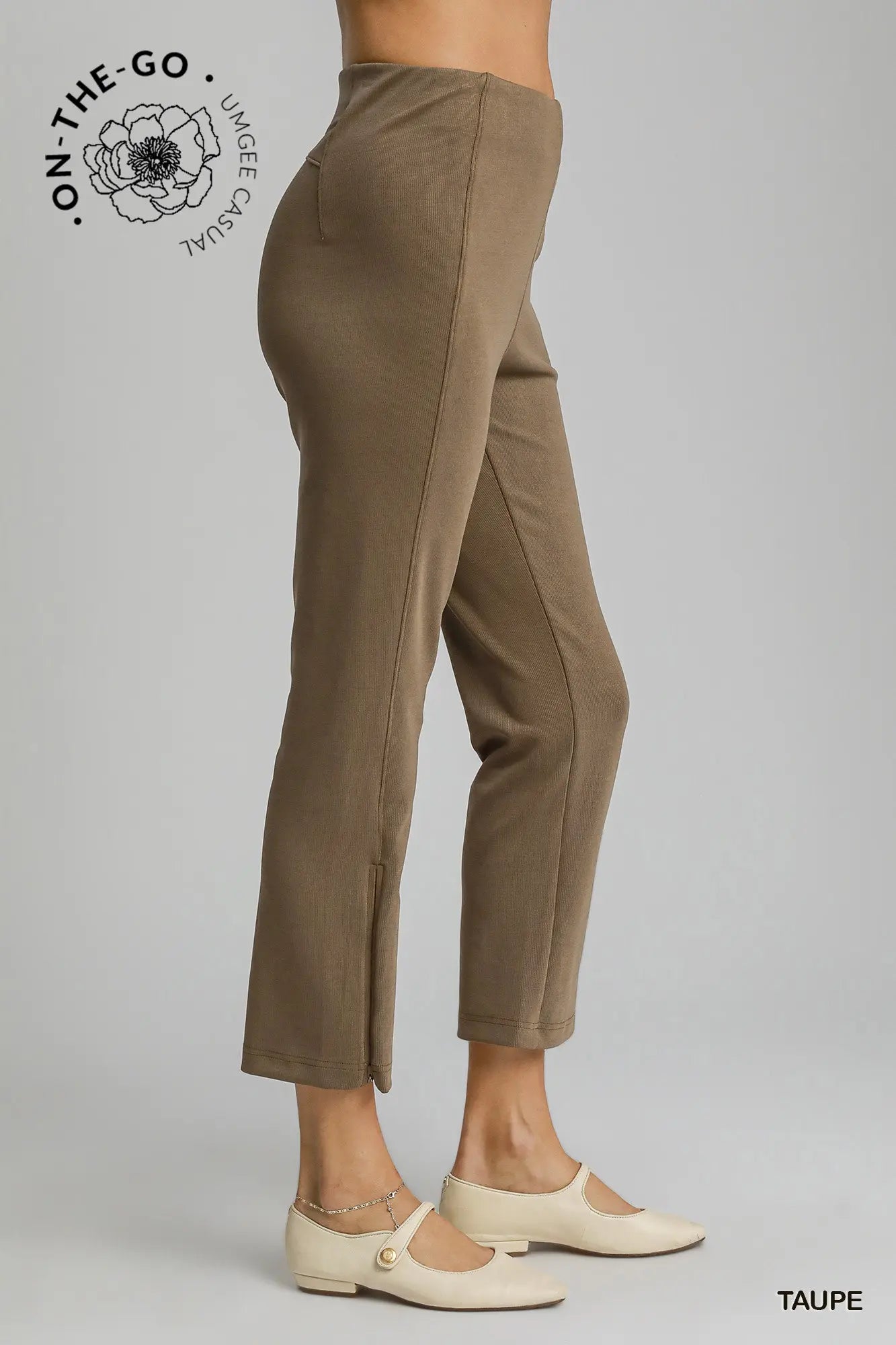 UMGEE Taupe Modal Blend High Rise Cropped Pants * Market Special *
