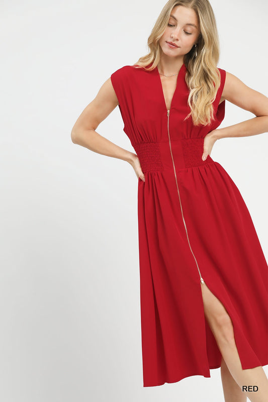 UMGEE Red Zip Midi Dress