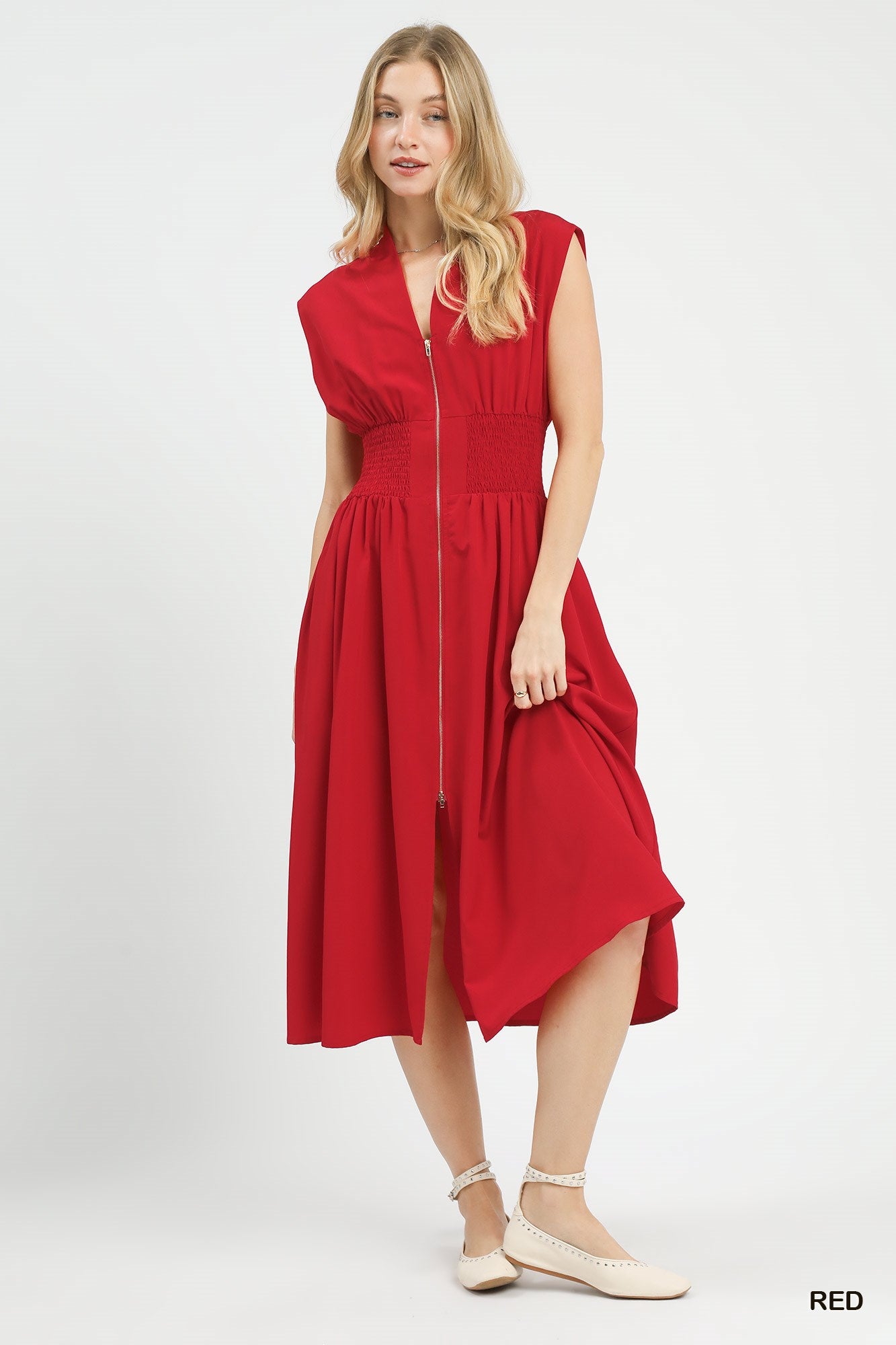 UMGEE Red Zip Midi Dress