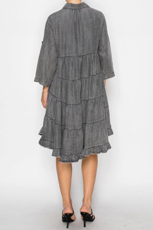 ORIGAMI Black Chambray Dress