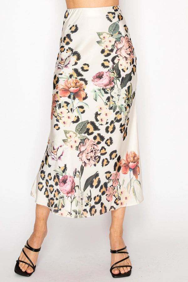 ORIGAMI Leo Fl Long Satin Skirt