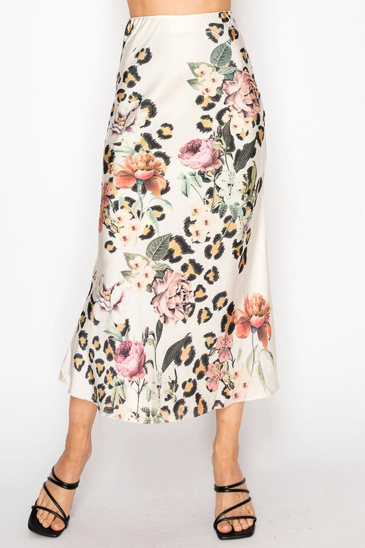 ORIGAMI Leo Fl Long Satin Skirt