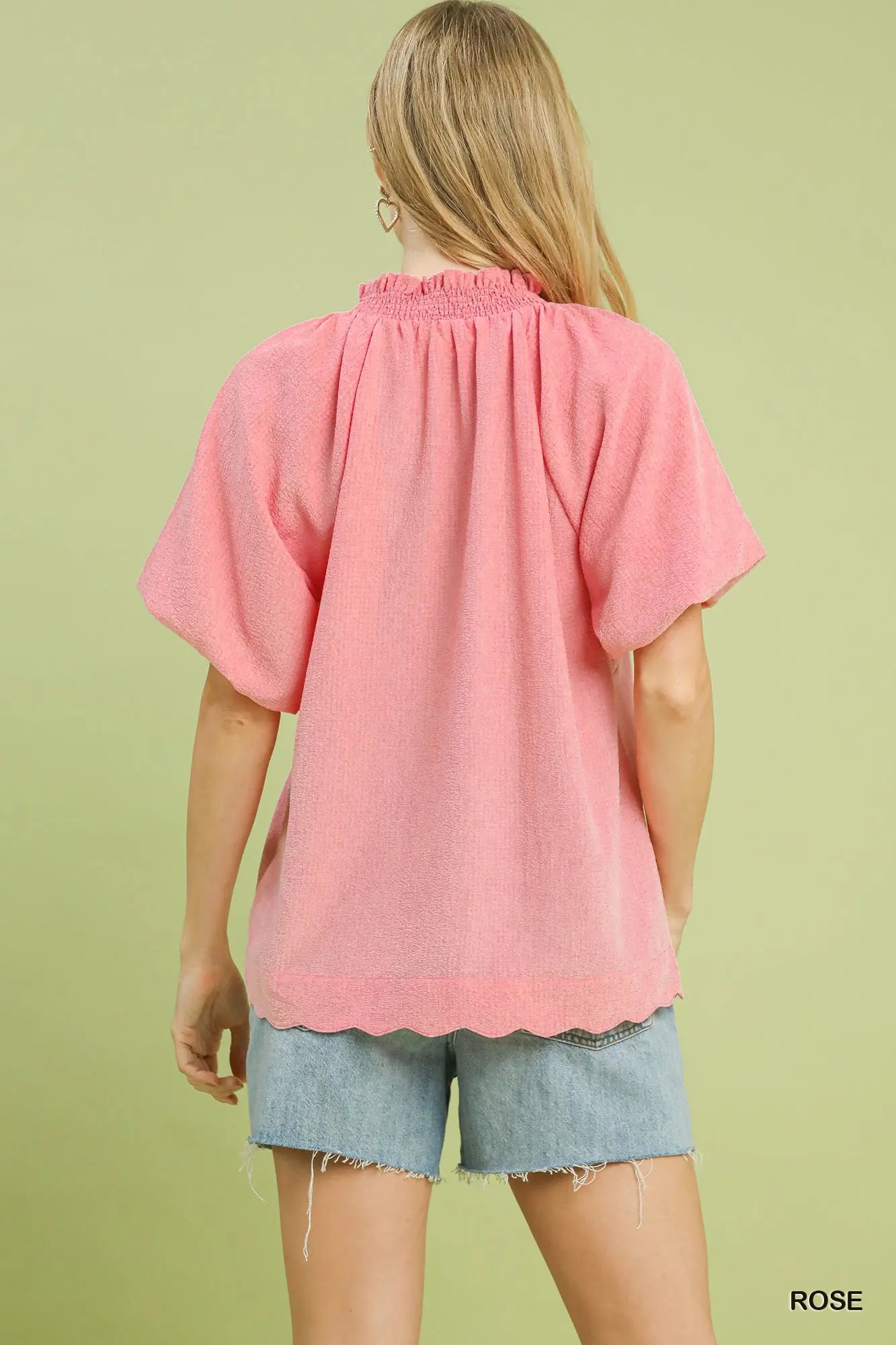 UMGEE Rose Scalloped Top
