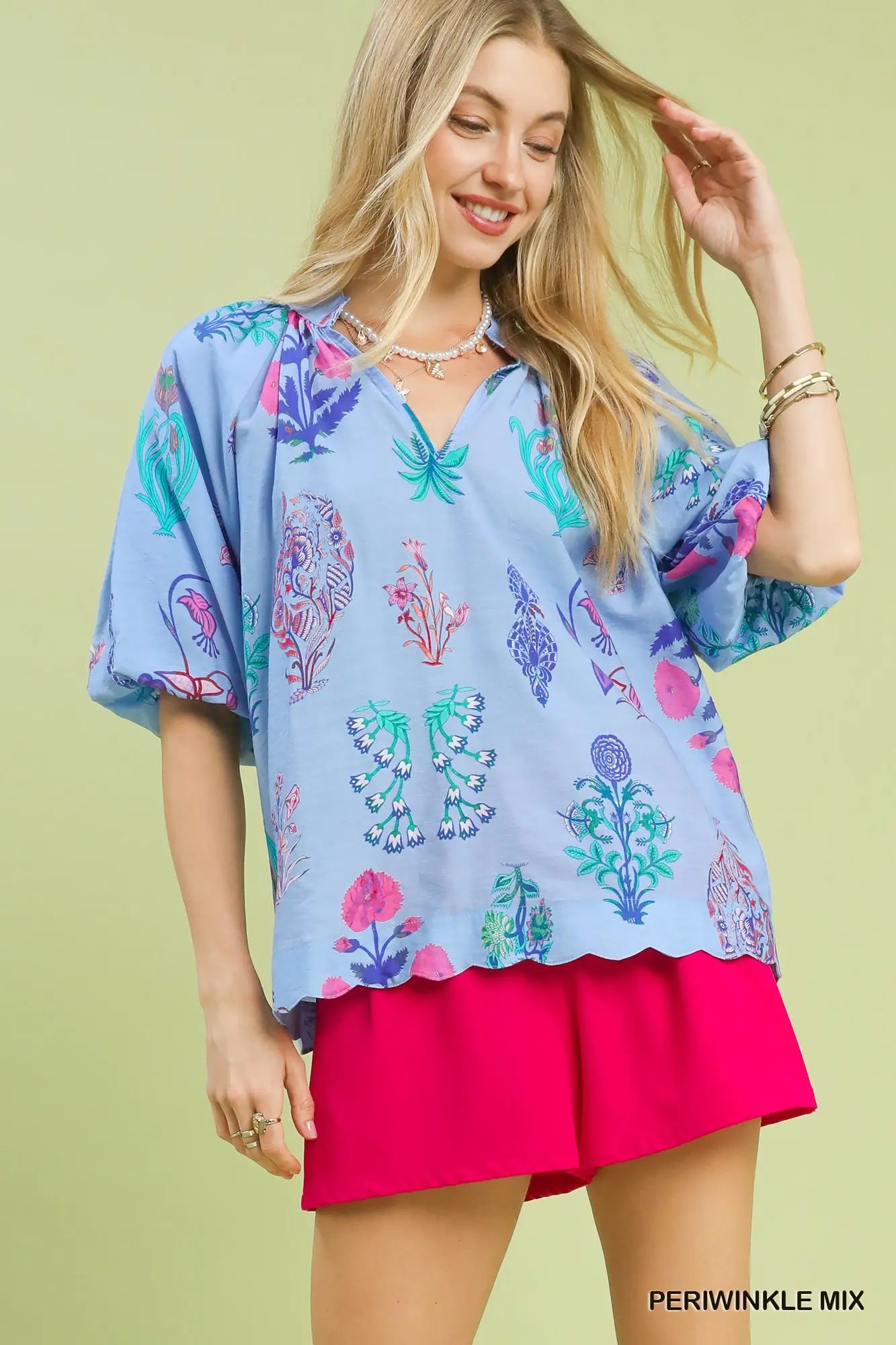 UMGEE Periwinkle Floral Print Top