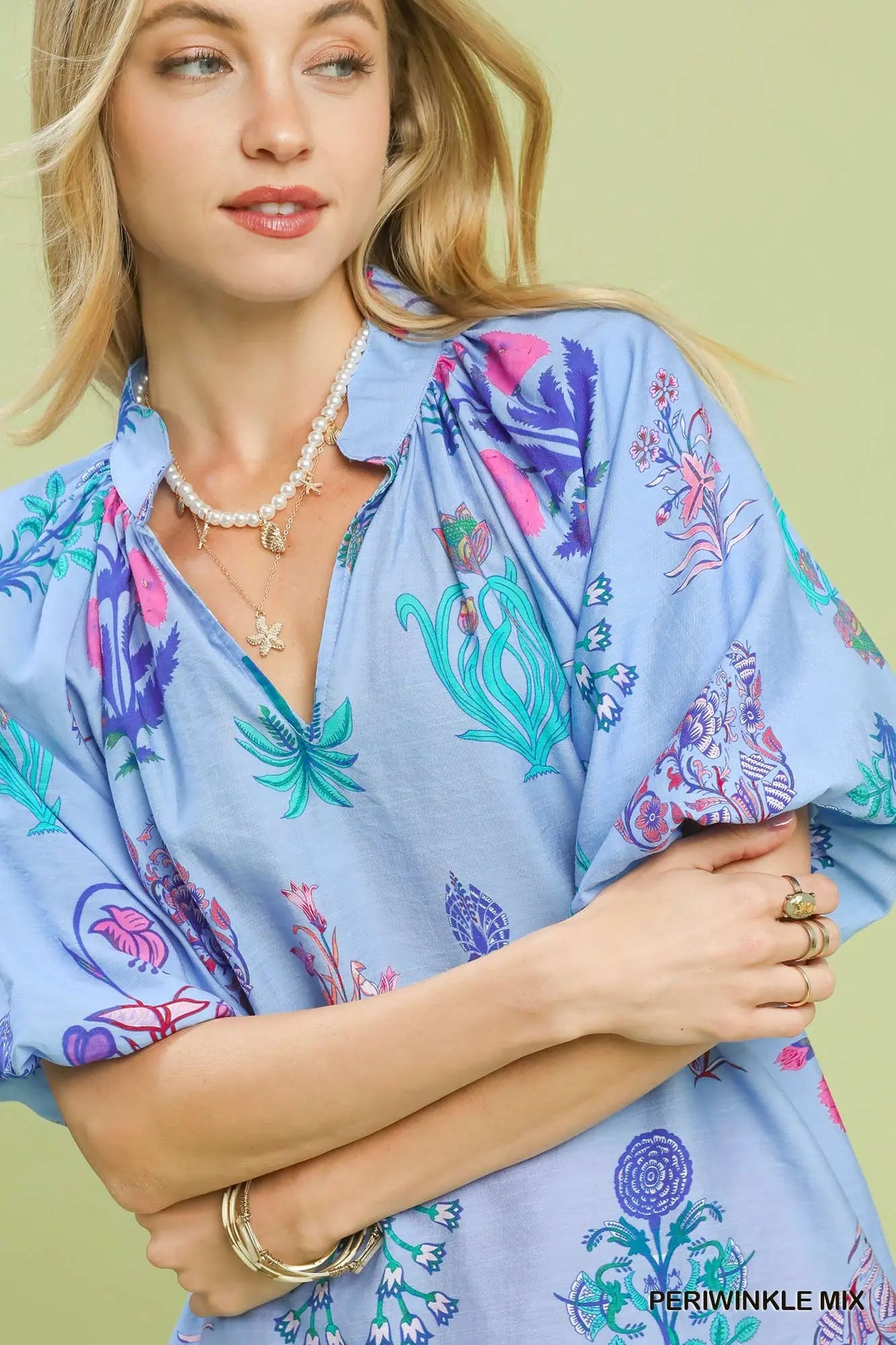 UMGEE Periwinkle Floral Print Top