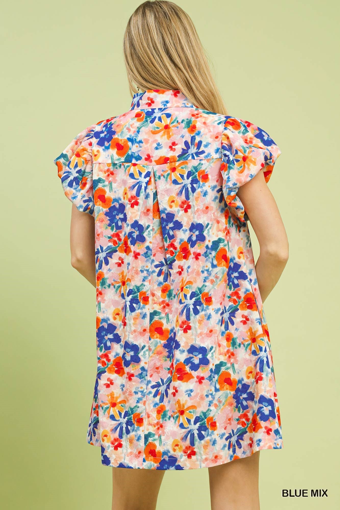UMGEE Blue Floral Print Collar Dress