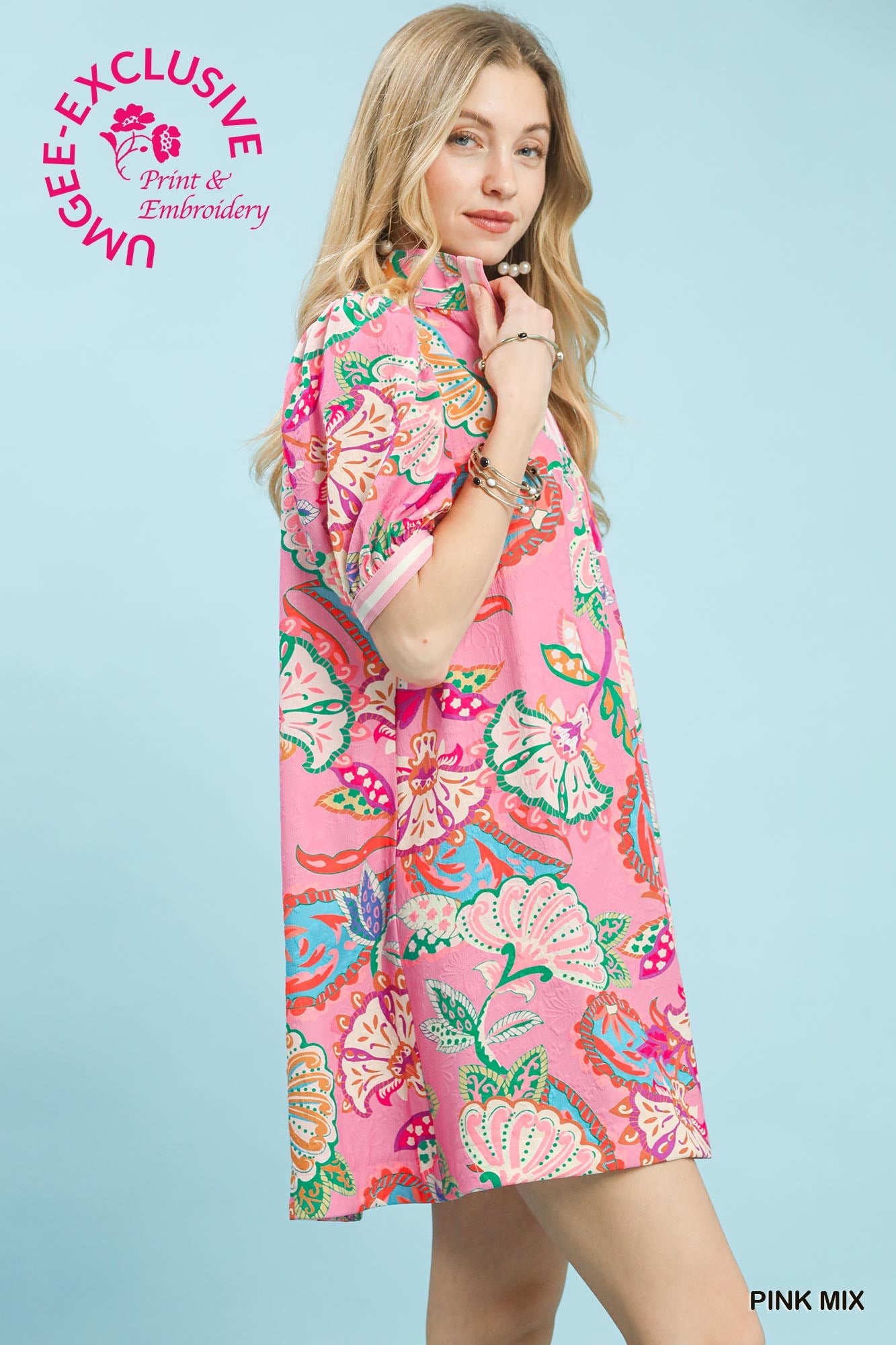 UMGEE Pink Paisley Print Tunic Dress