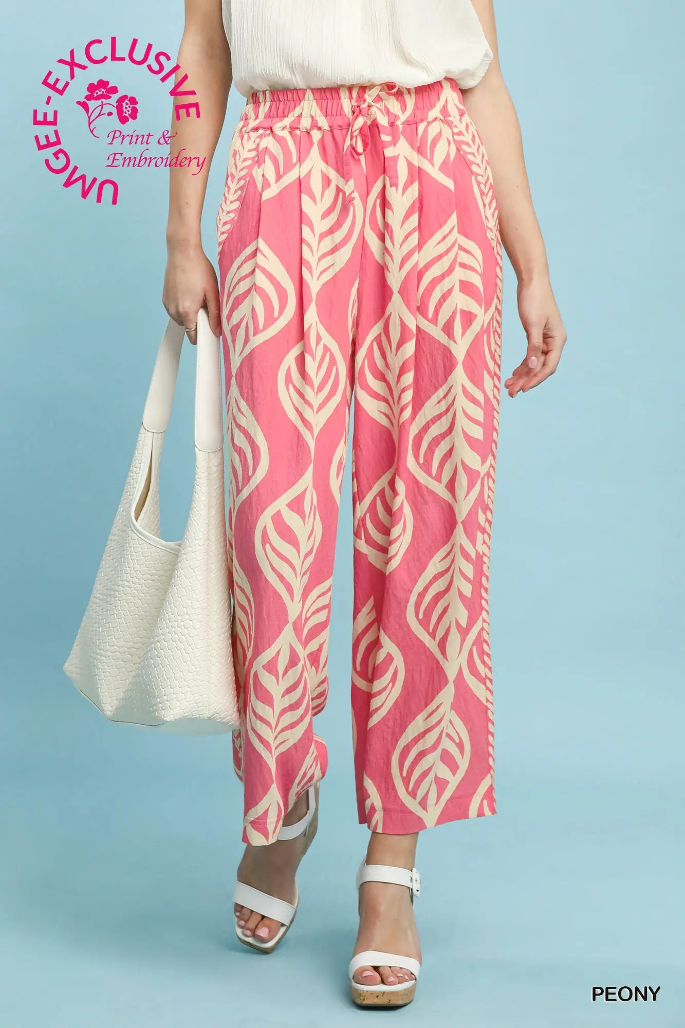 UMGEE Peony Leaf Print Pants