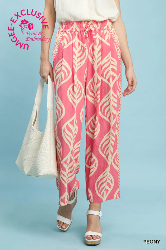 UMGEE Peony Leaf Print Pants