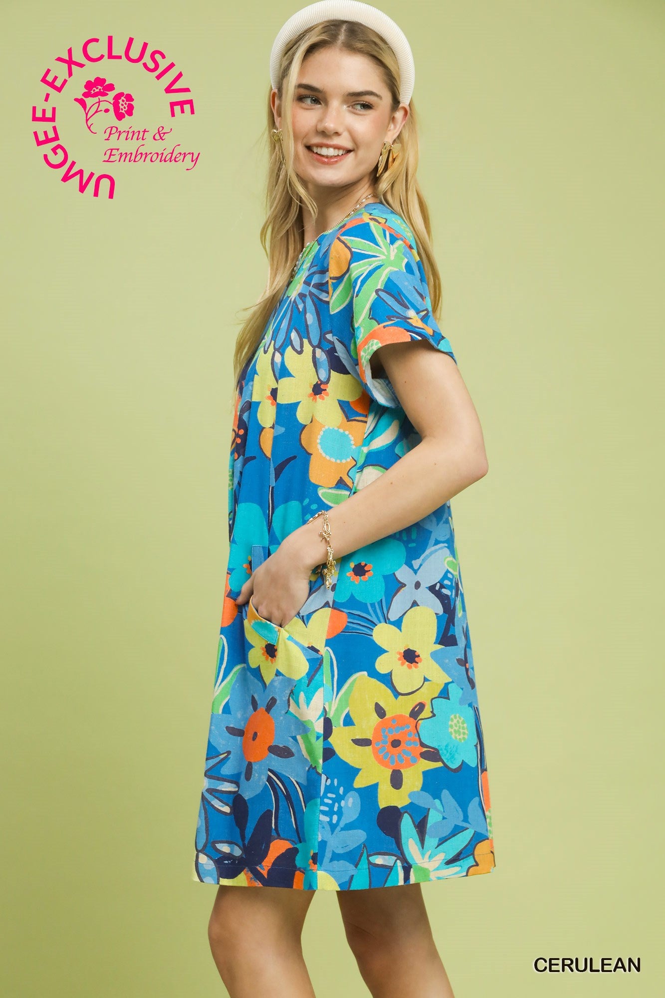 UMGEE Cerulean Abstract Floral Swing Dress