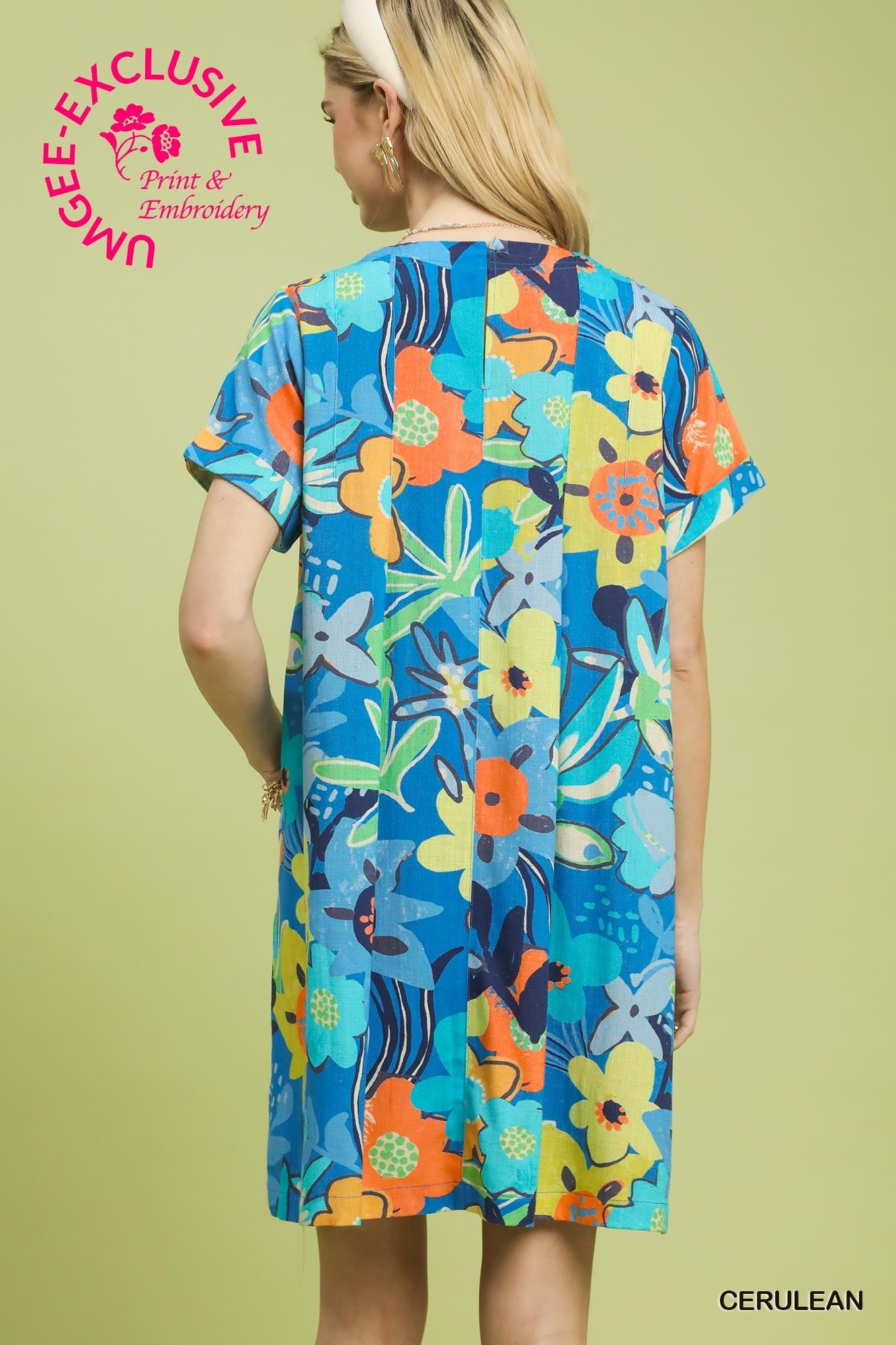 UMGEE Cerulean Abstract Floral Swing Dress