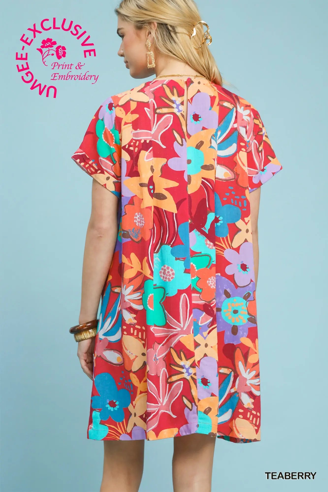 UMGEE Teaberry Abstract Floral Swing Dress