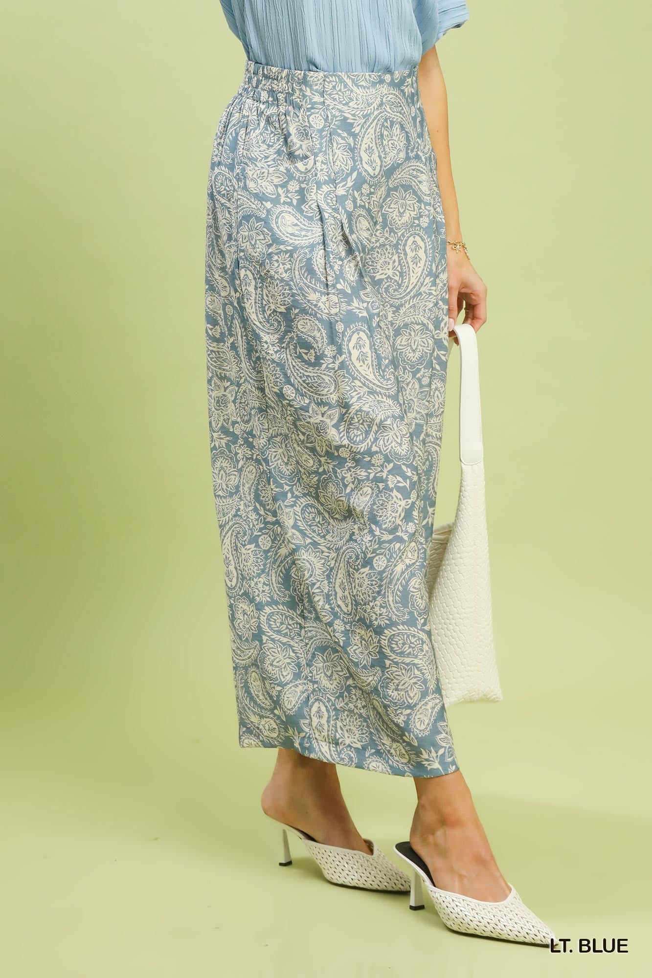 UMGEE Light Blue Abstract Print Wide Leg Pants