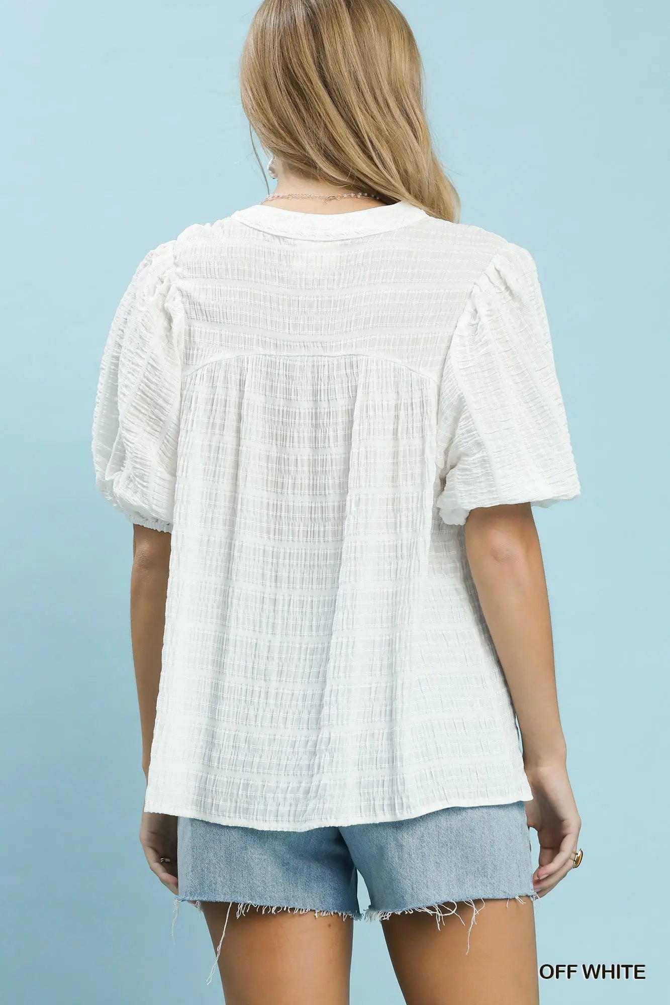 UMGEE Off White Puff Sleeve Top