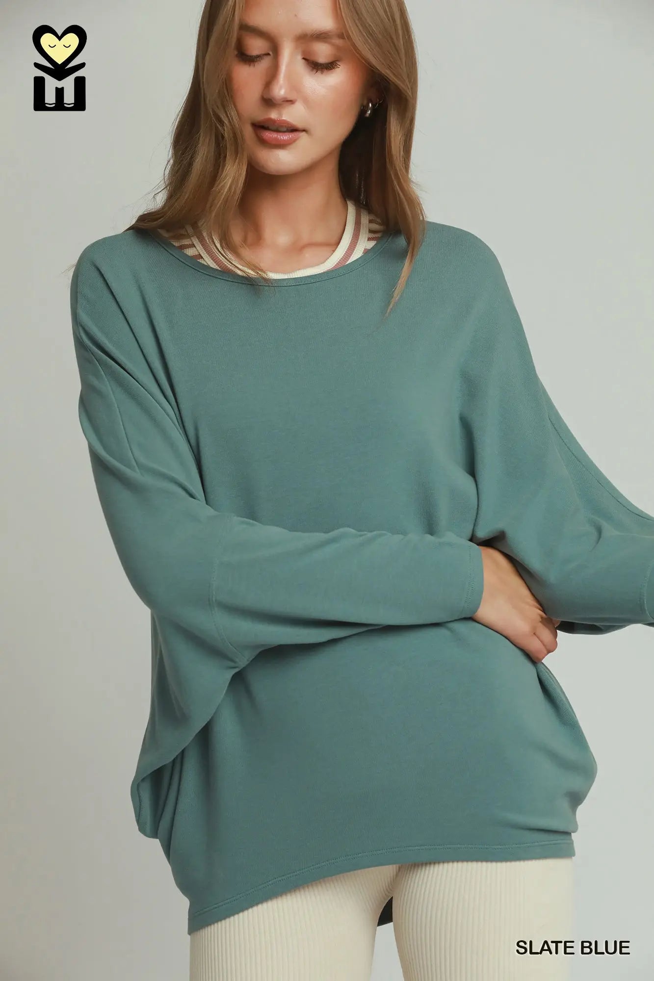 UMGEE Slate Blue Batwing Top