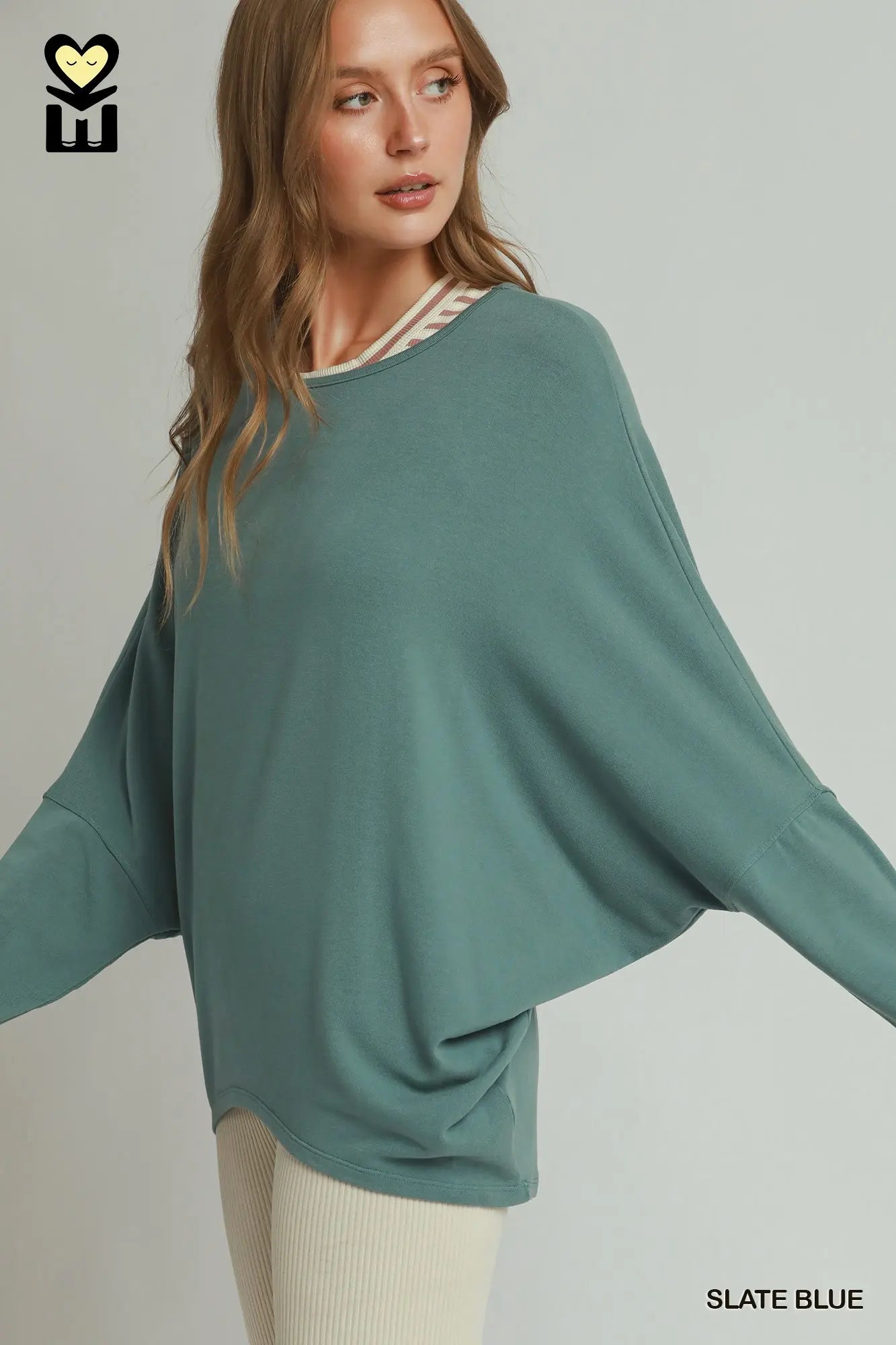UMGEE Slate Blue Batwing Top