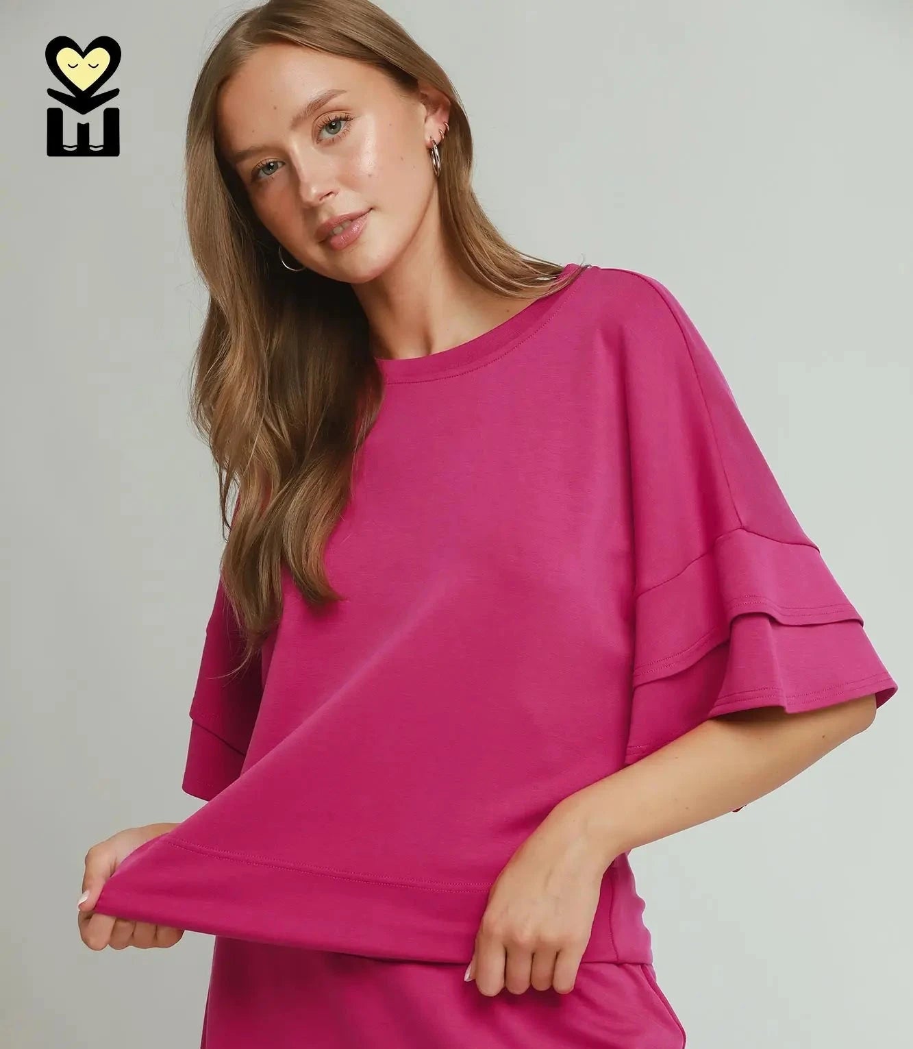 UMGEE Fuchsia Ruffle Sleeve Top