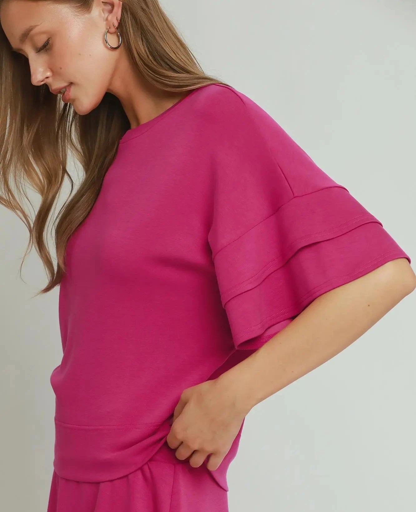 UMGEE Fuchsia Ruffle Sleeve Top