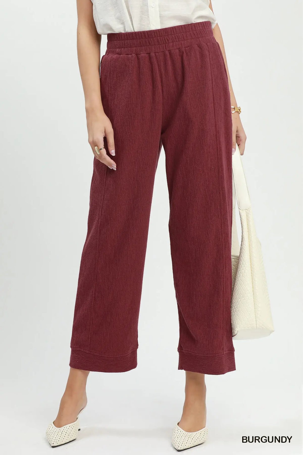 UMGEE Burgundy Textured Knit Pants