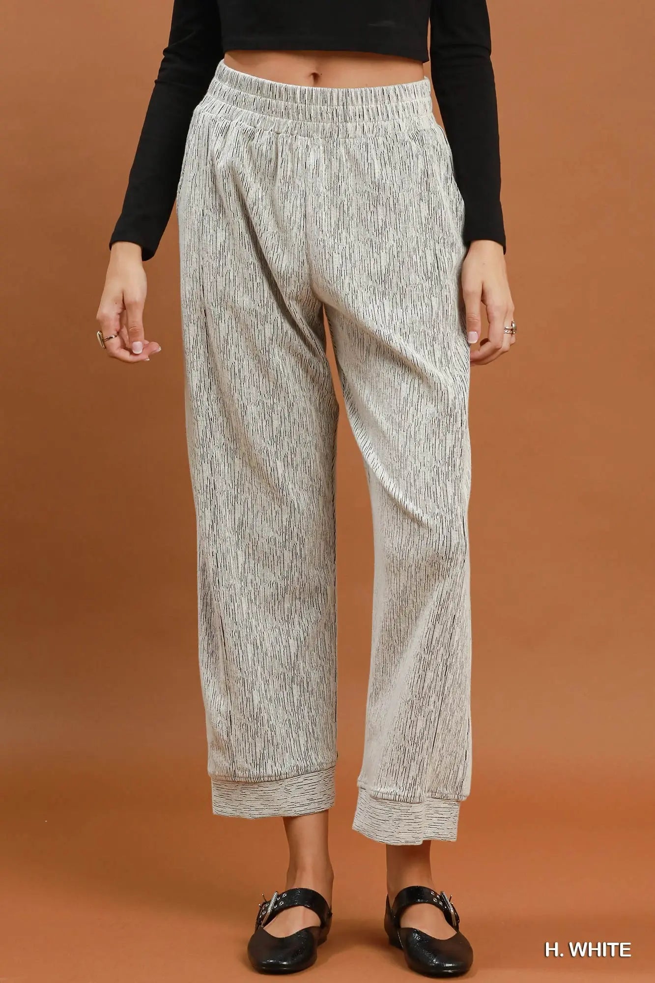 UMGEE Heather White Textured Knit Pants