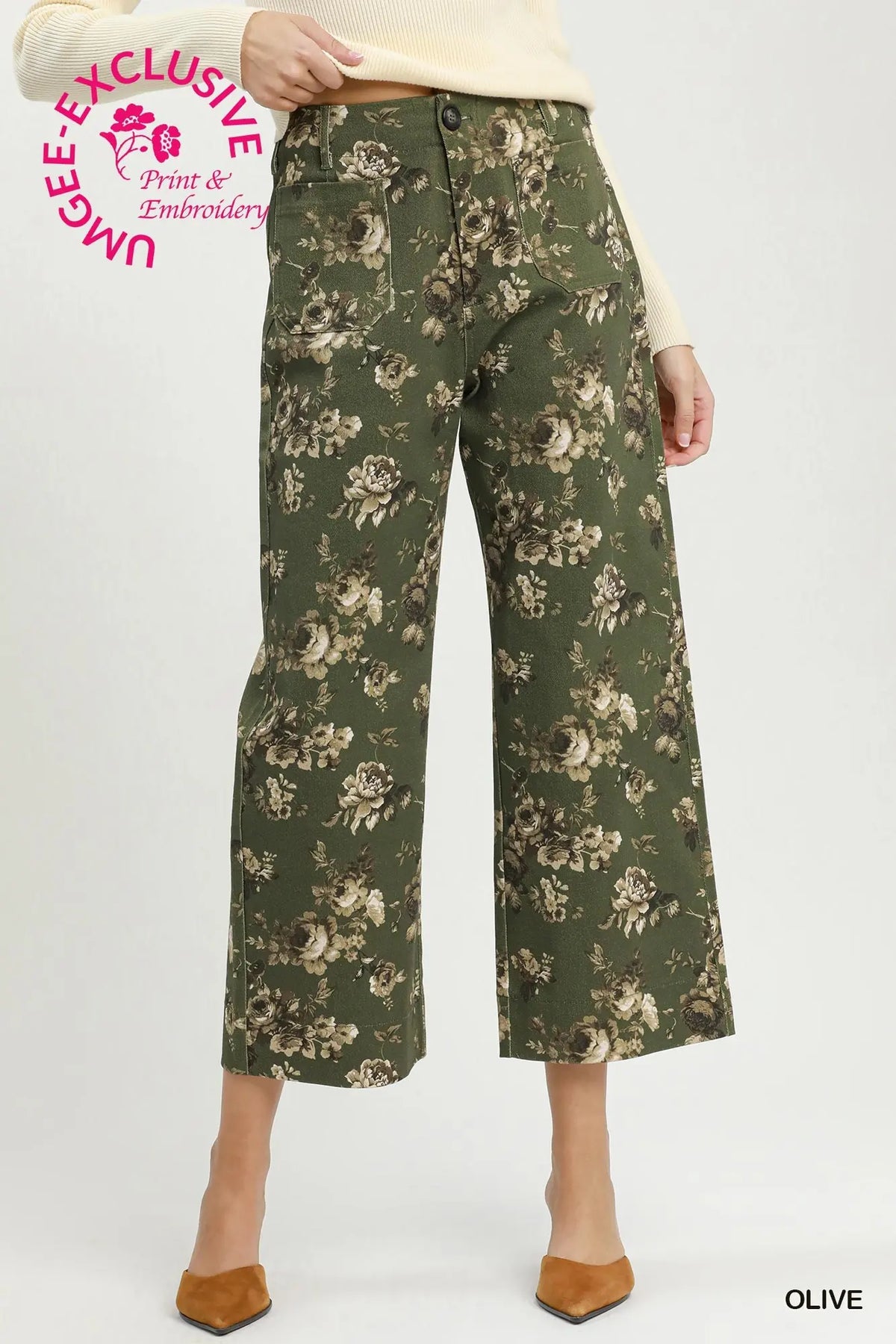 UMGEE Olive Floral Pants
