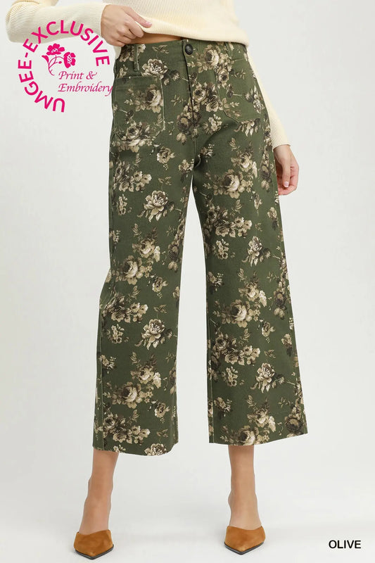 UMGEE Olive Floral Pants