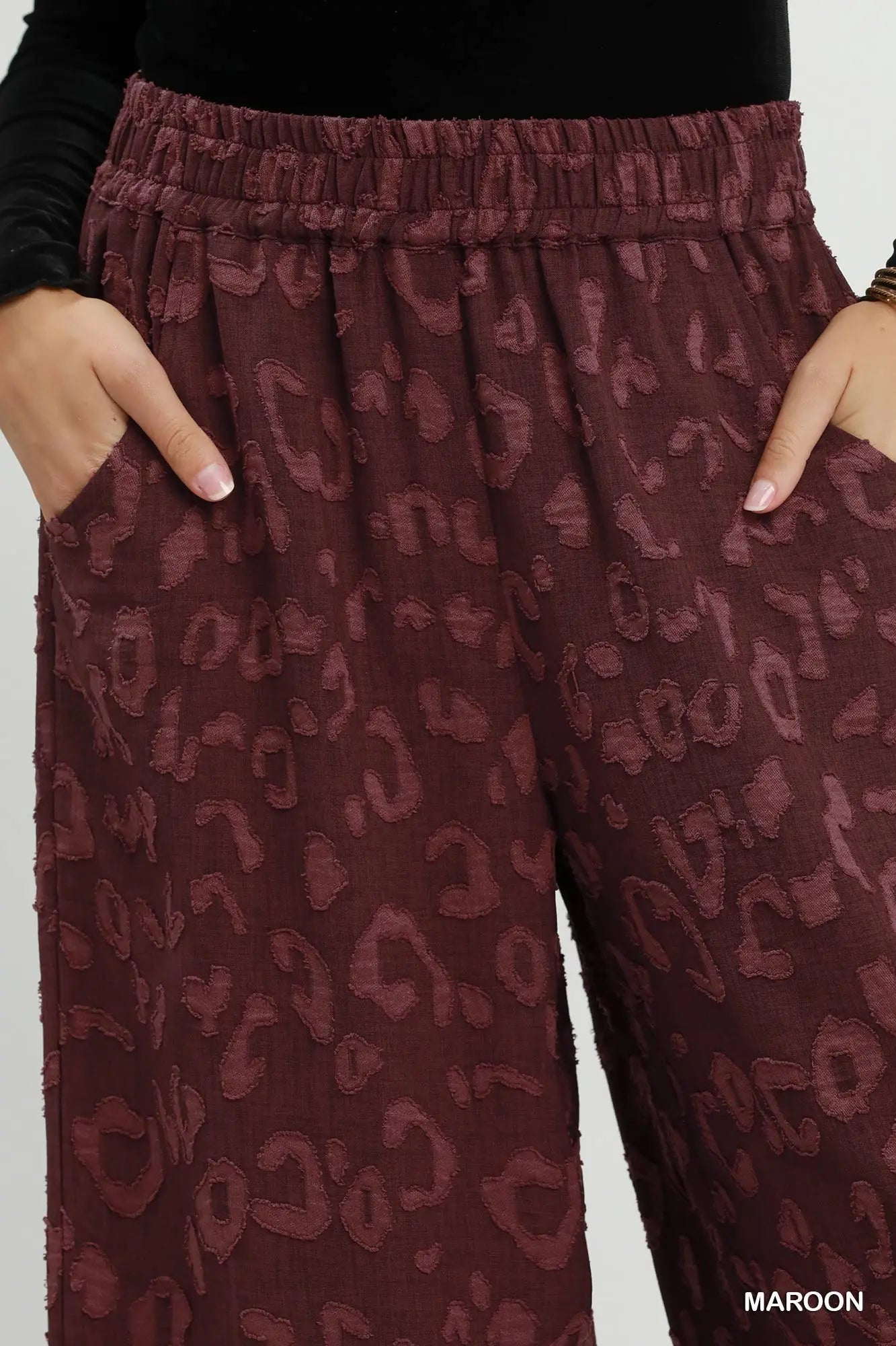 UMGEE Burgundy Leopard Print Pants