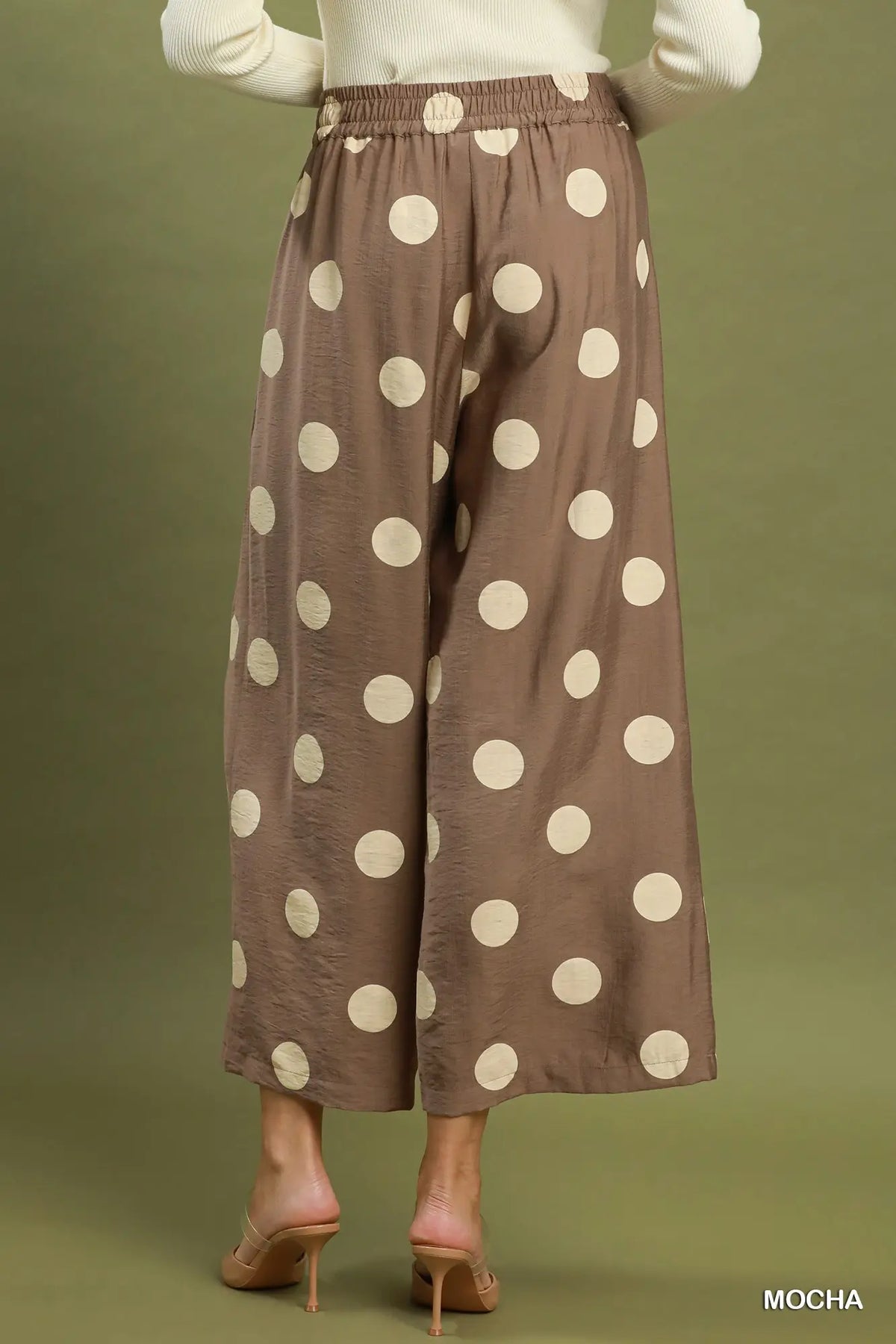 UMGEE Mocha Polka Dot Wide Leg Crop Pants