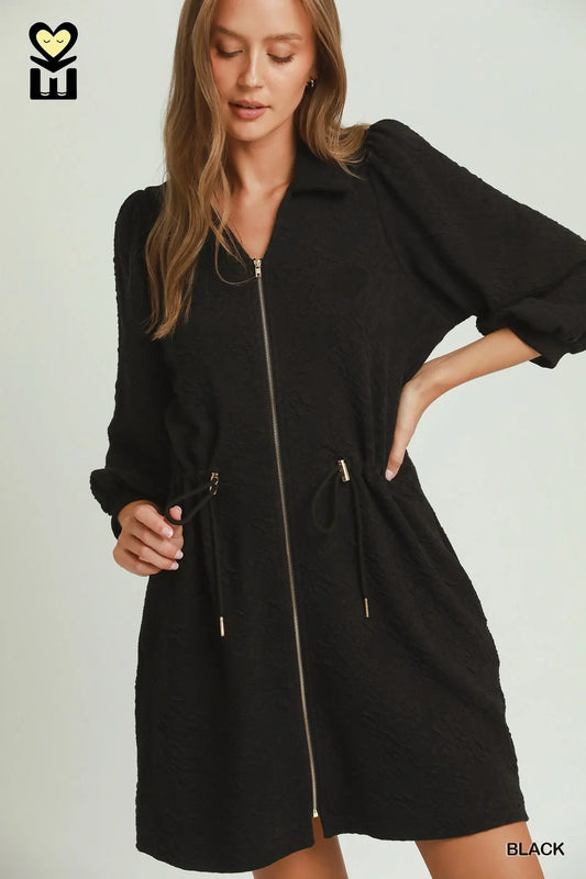 UMGEE Black Textured Jacquard Knit Dress