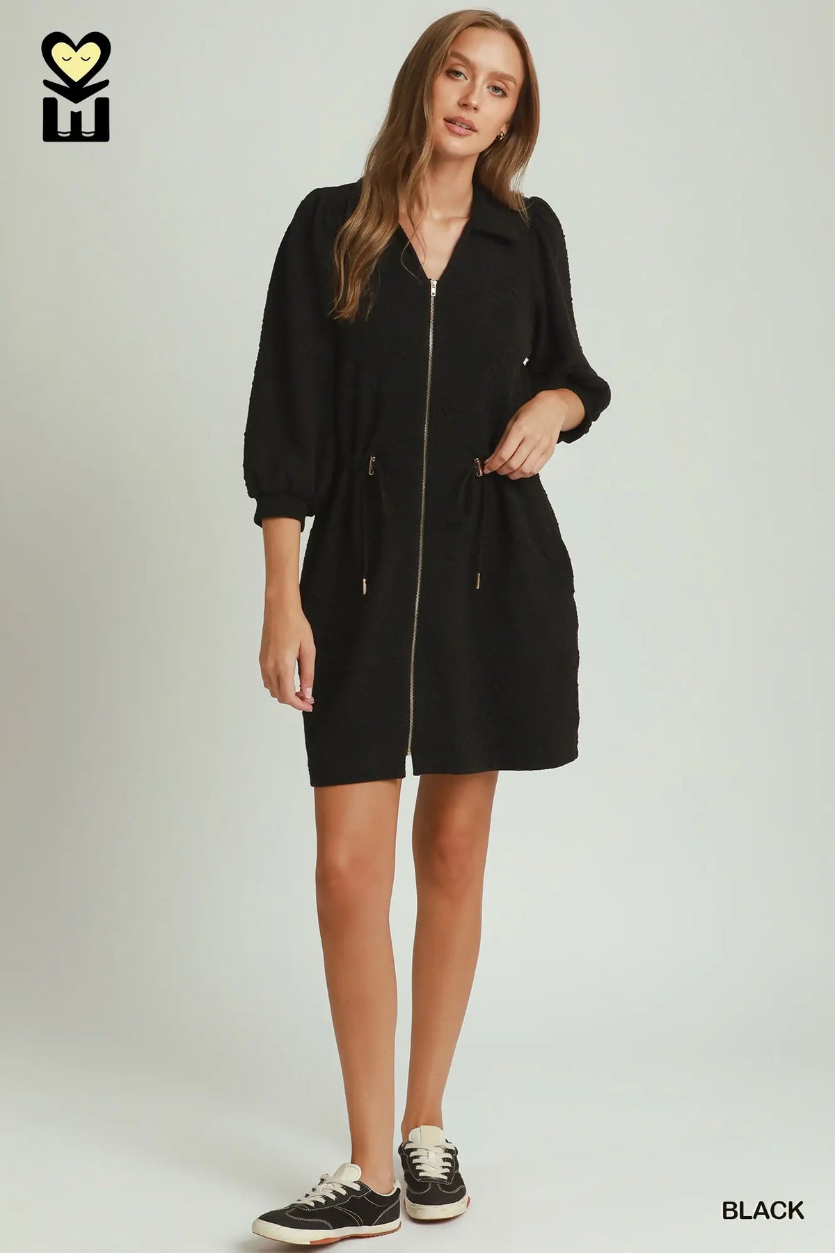 UMGEE Black Textured Jacquard Knit Dress