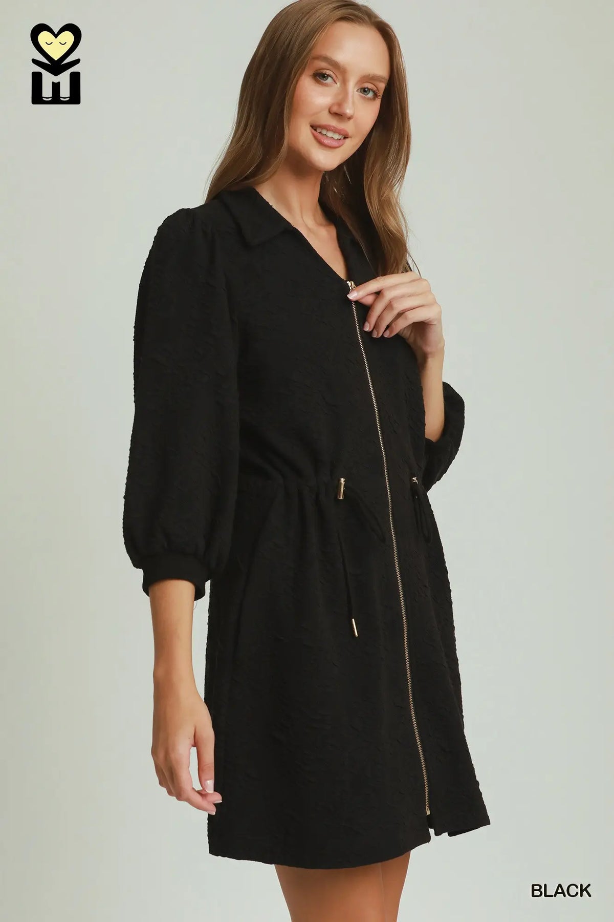UMGEE Black Textured Jacquard Knit Dress