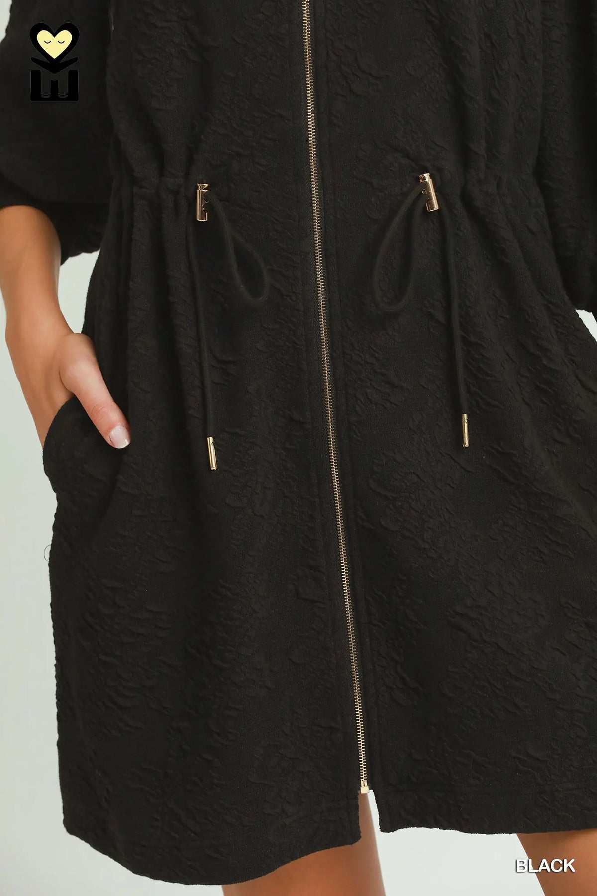UMGEE Black Textured Jacquard Knit Dress
