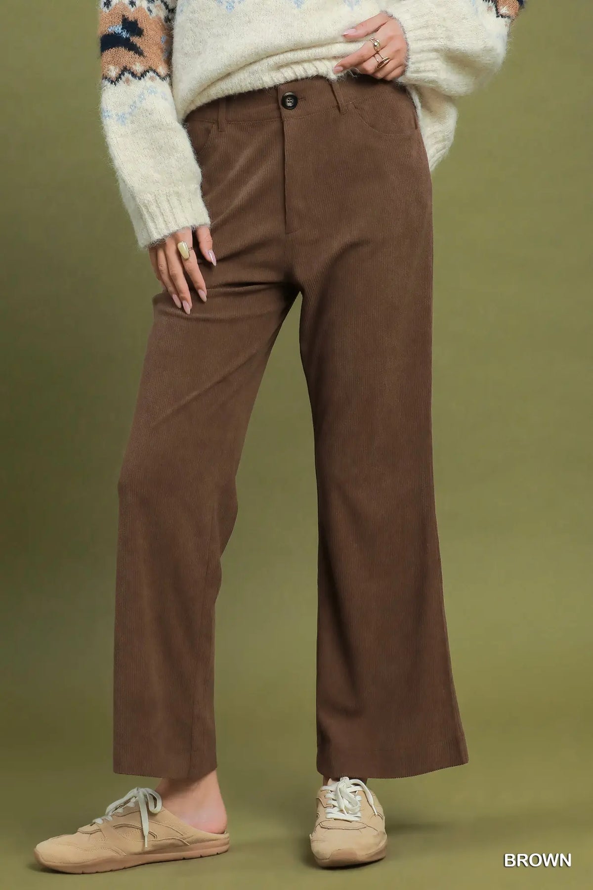 UMGEE Brown Corduroy Straight Leg Pants
