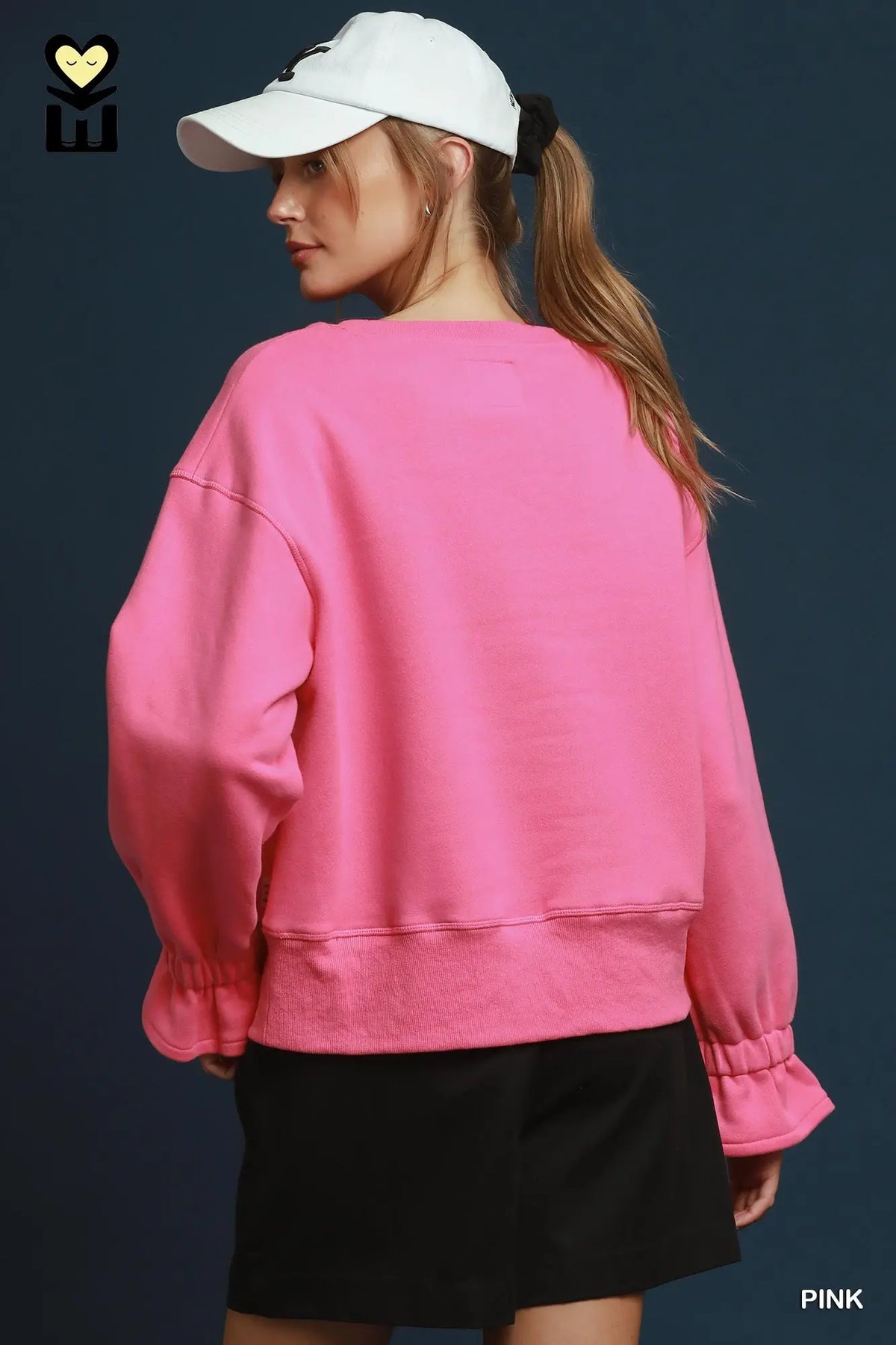 UMGEE Pink Cuff Sleeve Sweatshirt