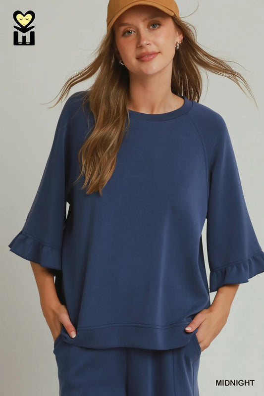 UMGEE Midnight SPACEKNIT 3/4 Raglan Sleeve Top