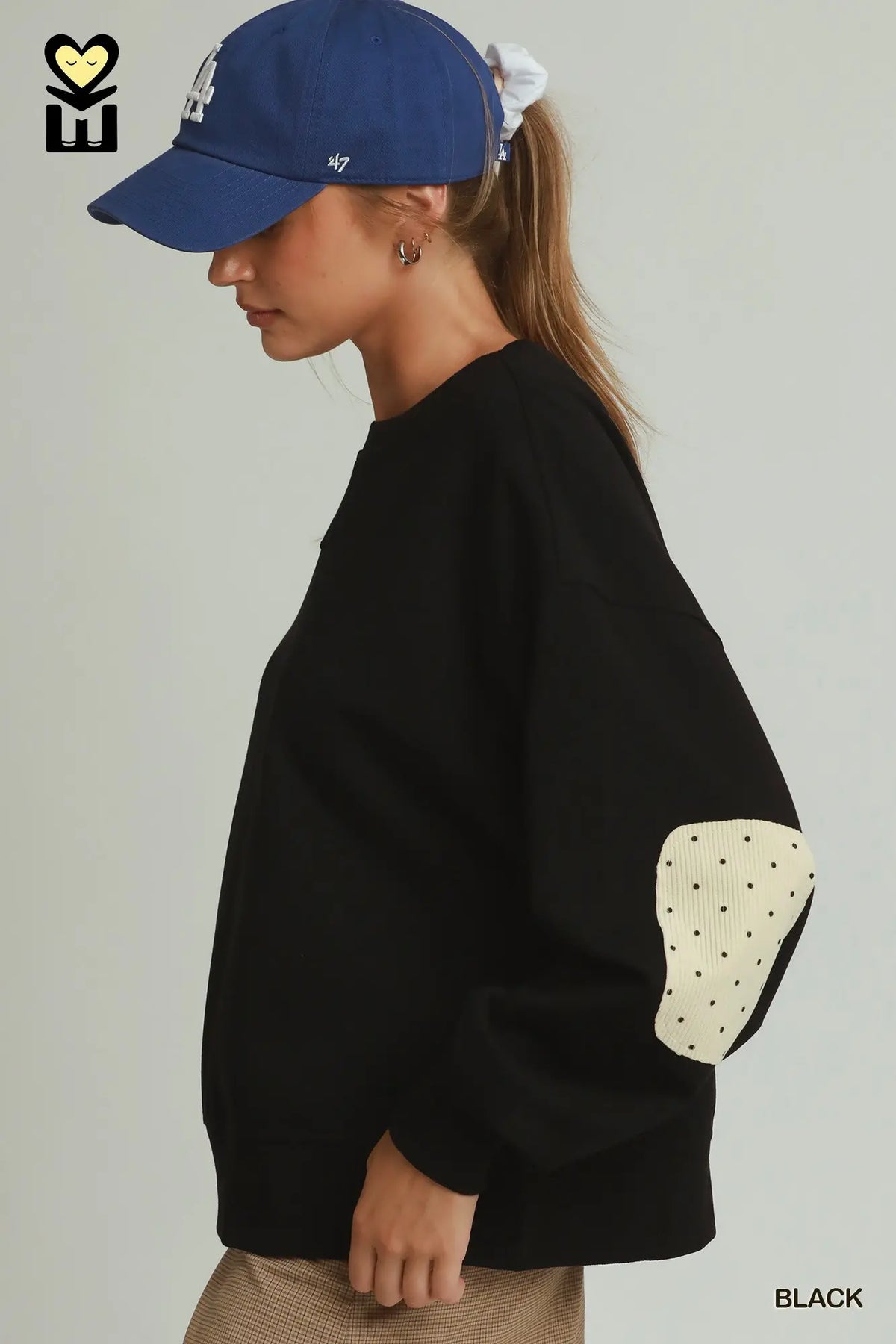 UMGEE Black Dot Elbow Patch Pullover
