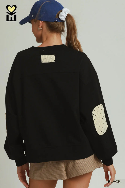 UMGEE Black Dot Elbow Patch Pullover