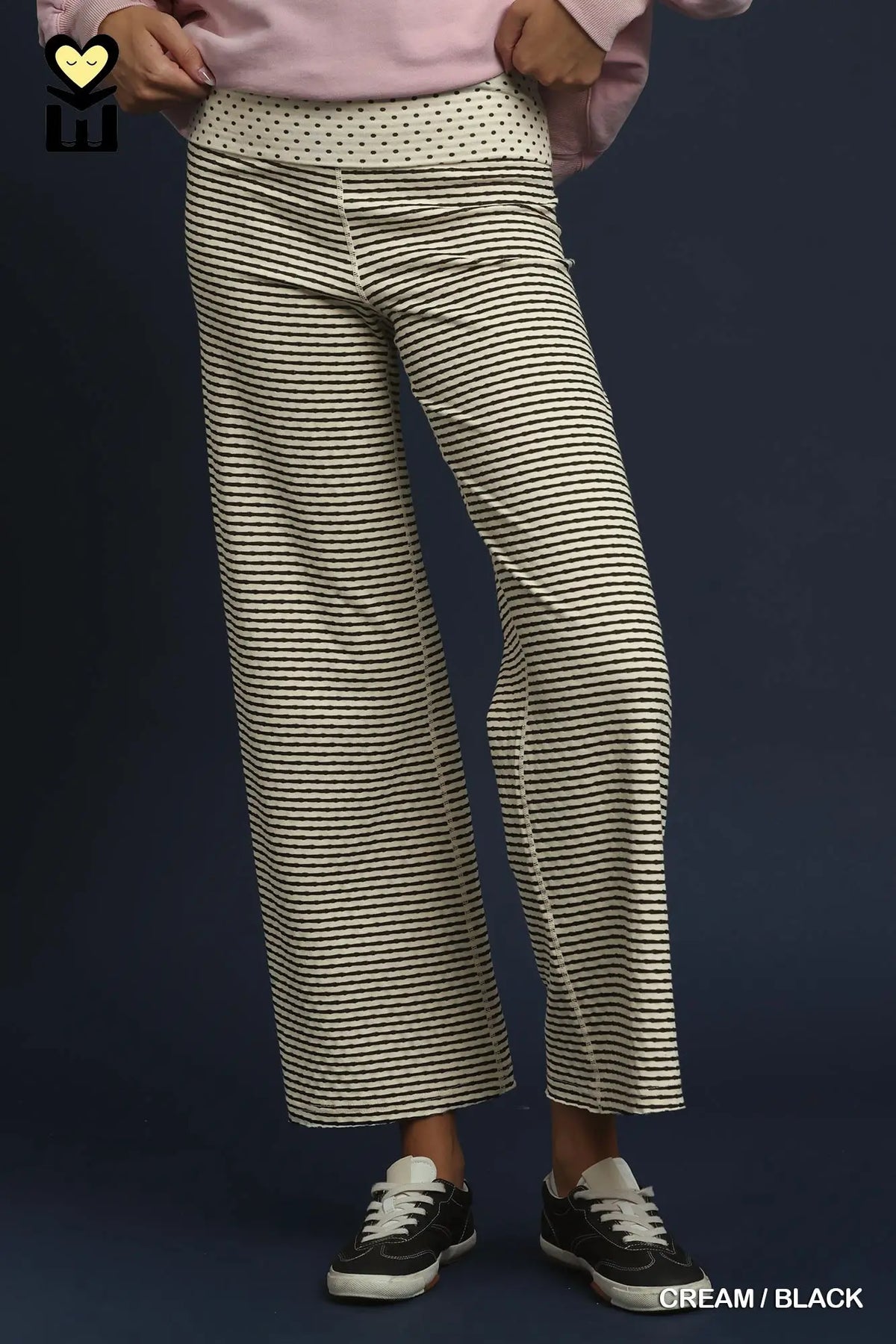 UMGEE Cream / Black Two-Way Reversible Fold-Over Pant