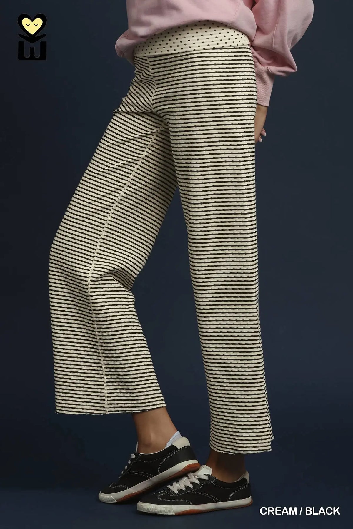 UMGEE Cream / Black Two-Way Reversible Fold-Over Pant