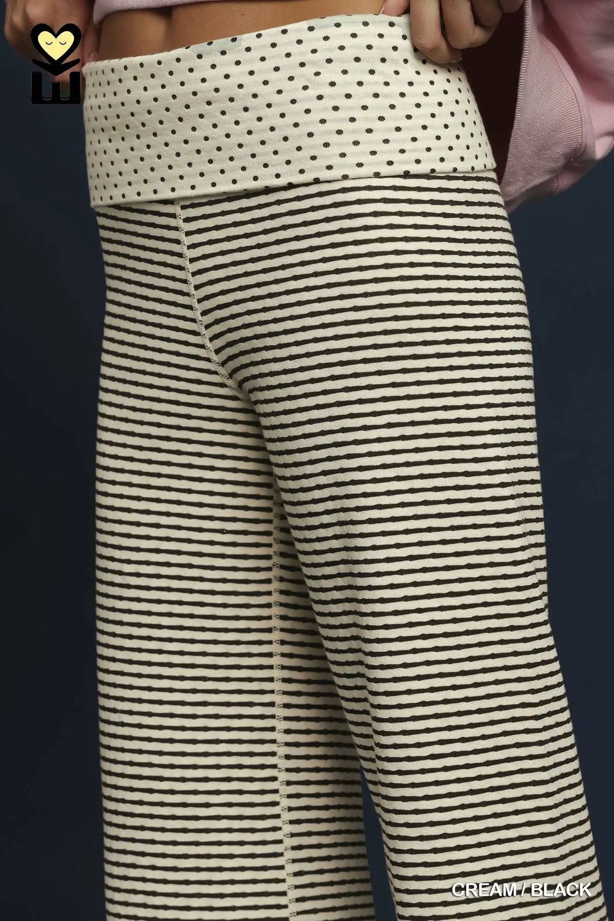 UMGEE Cream / Black Two-Way Reversible Fold-Over Pant