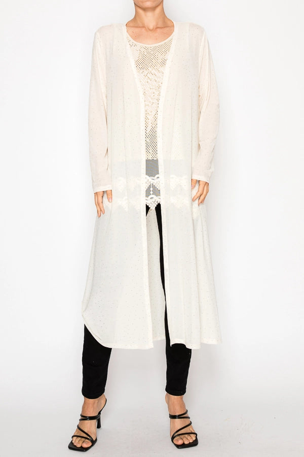 ORIGAMI Sparkly Mesh Duster Beige