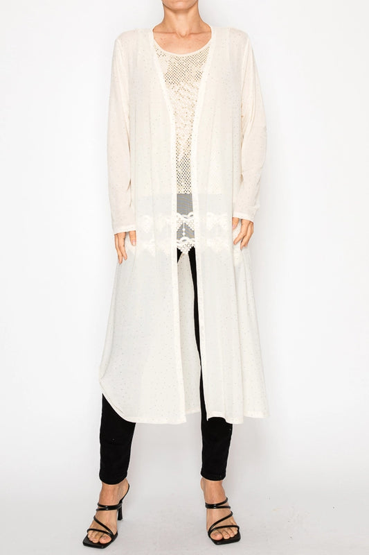 ORIGAMI Sparkly Mesh Duster Beige