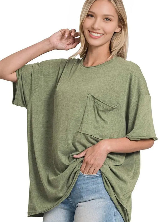Olive Oversized Pocket T-Shirt