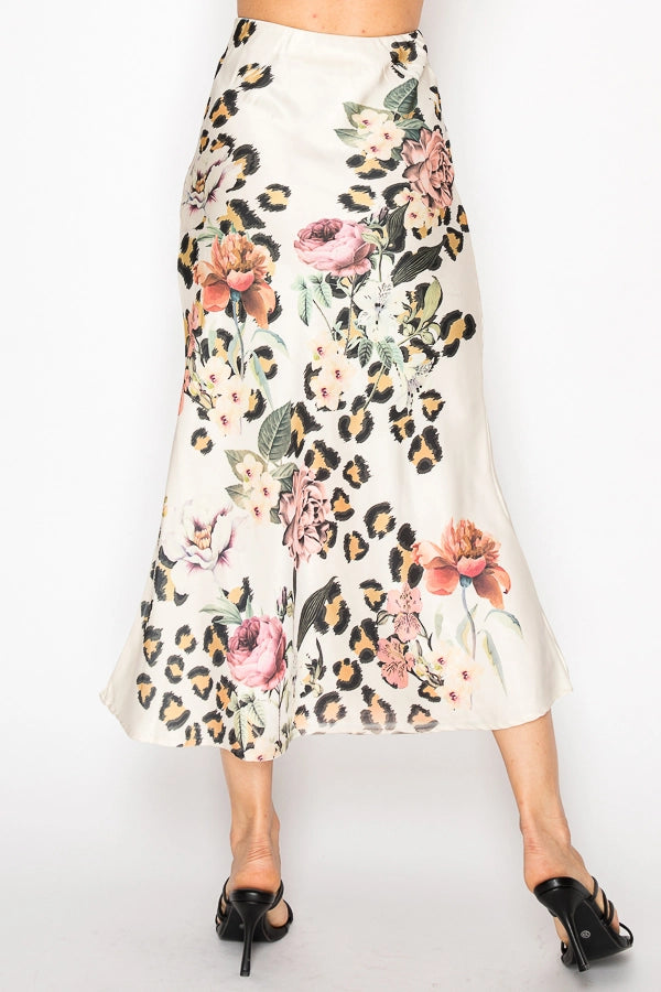 ORIGAMI Leo Fl Long Satin Skirt