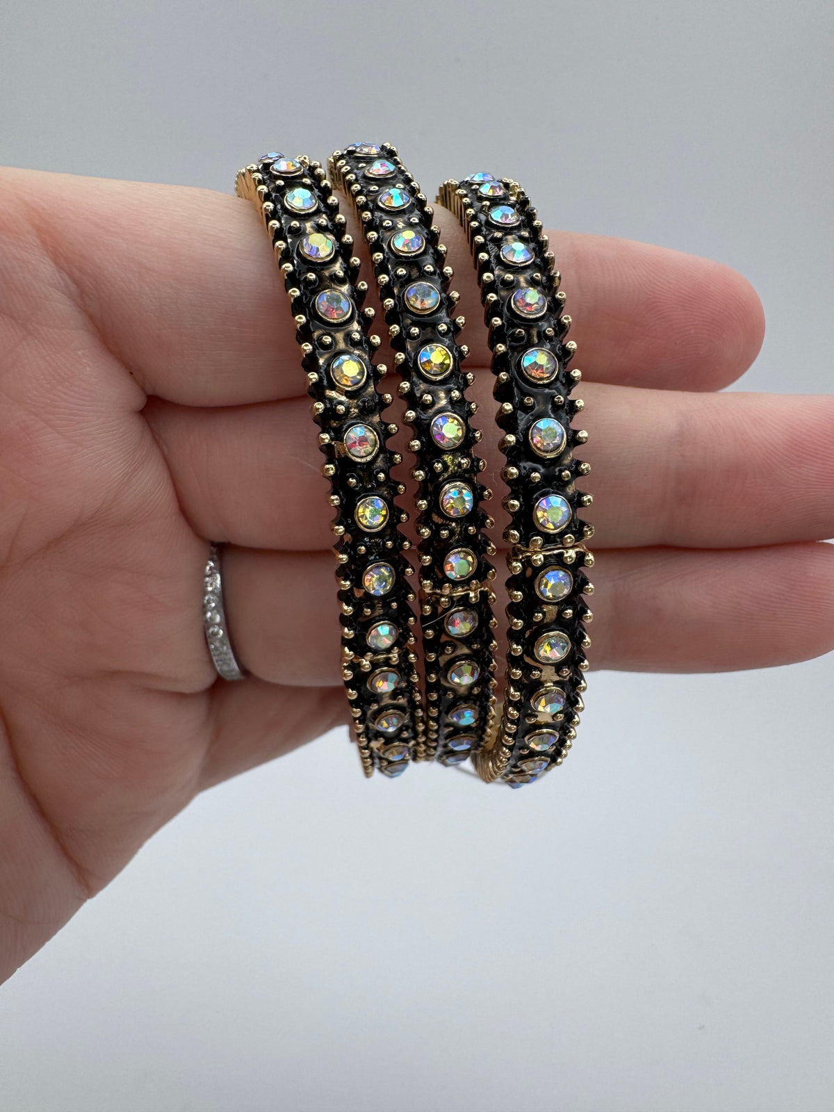 AB Crystal Burnished Gold Bracelet