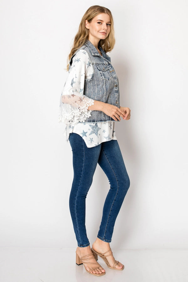 ORIGAMI Sparkle Denim Vest